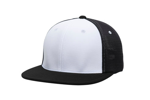 Pacific Headwear Premium M2 Performance Trucker Flexfit® Cap (ES341), Color 'WhiteBlackBlack'